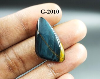 Blue Tiger Eye Cabochon – Flat Back Gemstone, Jewelry Supply (29X16X5 mm)