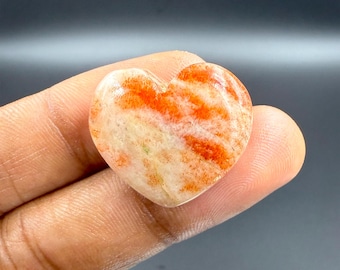 Natural Red Sunstone Gemstone Cabochon Heart Shape Sunstone Loose Gemstone For Making Jewelry Supplies & Gifts 32 Ct. 21X24X8 mm G-2722