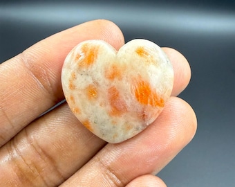 Natural Red Sunstone Gemstone Cabochon Heart Shape Sunstone Loose Gemstone For Making Jewelry Supplies & Gifts 47 Ct. 25X27X9 mm G-2728