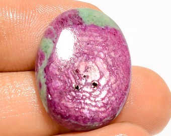 Natural Ruby Zoisite Cabochon, Oval Gemstone (23X18X5 mm, 24 Ct)