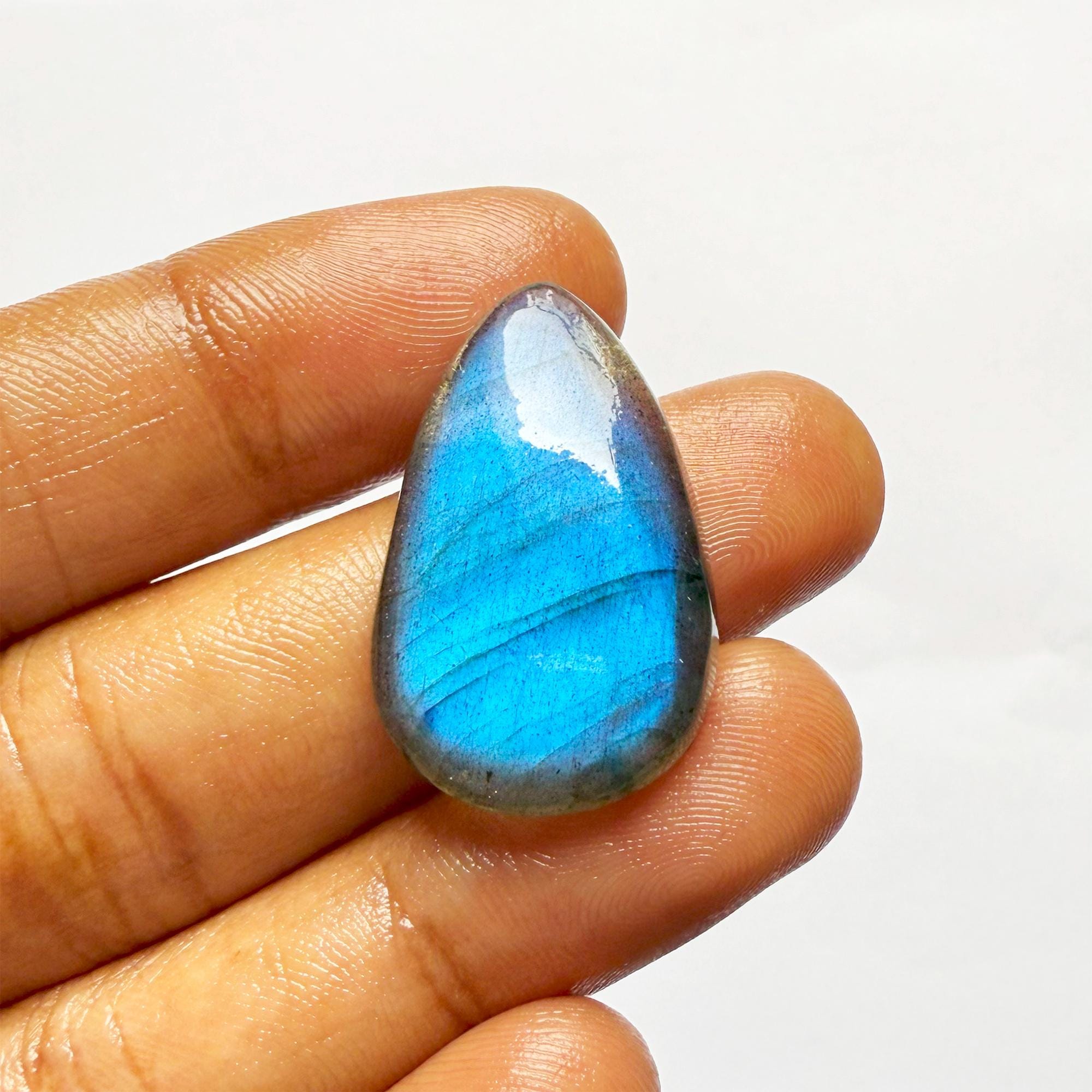 最高級ブルーラブラドライト宝石カボション ペアシェイプ