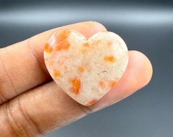 Natural Red Sunstone Gemstone Cabochon Heart Shape Sunstone Loose Gemstone For Making Jewelry Supplies & Gifts 38.5 Ct. 24X26X8 mm G-2724