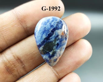Natural Pear Sodalite Cabochon: Blue Gemstone for Jewelry Making (26X18X7 mm)