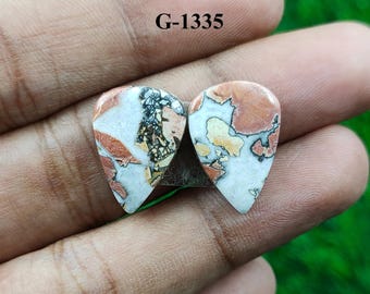 Cabujones de jaspe maligan natural en pares de peras a juego, 16 cts. Para joyería y aretes.
