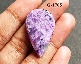 Natural Purple Charoite Cabochon: Pear Gemstone Pendant (34X21X6 mm)