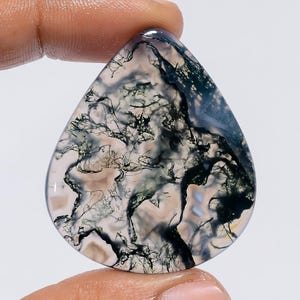Fantastische hoogwaardige kwaliteit 100% natuurlijke mosagaat peervorm cabochon losse edelsteen voor het maken van sieraden 51 kt. 41 x 35 x 4 mm G-3008