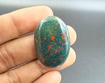 Oval Bloodstone Cabochon, Natural Loose Gemstone (34x23x6mm, 40.5 Ct)