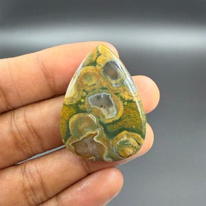 Pietra preziosa naturale di diaspro della foresta pluviale, cabochon a forma di pera, riolite, pietra sciolta per la creazione di gioielli, materiali artigianali, 45 carati, 38 x 29 x 6 mm, G-2338