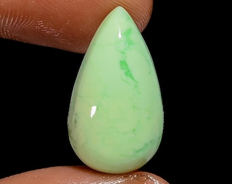 Natural Lemon Chrysoprase Pear Cabochon, AAA Grade, 15 Ct (20X11X4 mm)