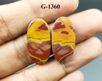 Noreena Jasper Cabochon Pair, Oval Loose Gemstones, 25X13X4 mm