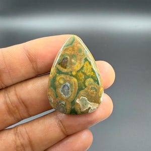 Pietra preziosa naturale di diaspro della foresta pluviale, cabochon a forma di pera, riolite, pietra sciolta per la creazione di gioielli, materiali artigianali, 34,5 ct., 36 x 25 x 5 mm, G-2337