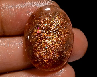 Natural Sunstone Cabochon: Oval Gemstone for Jewelry Making (24X18X4 mm, 23 Ct) G-3260