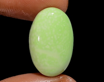 Natural Lemon Chrysoprase Cabochon, Oval Gemstone (21X12X5 mm)