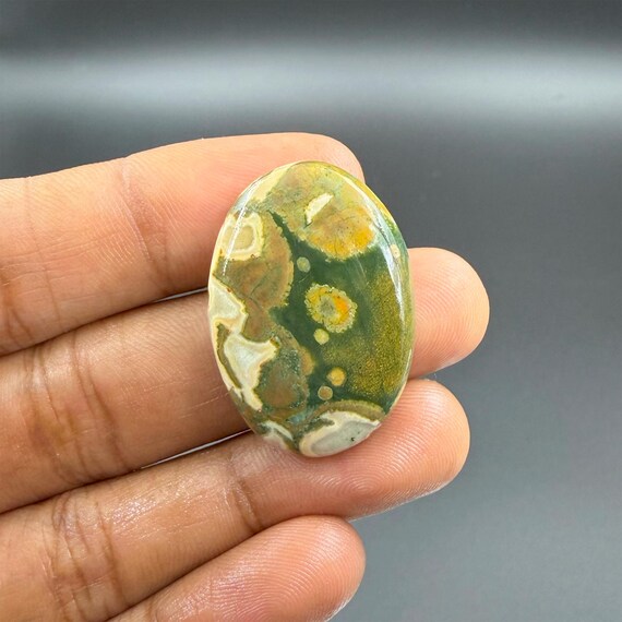 Natural Rainforest Jasper Gemstone Cabochon Oval Shape Rhyolite