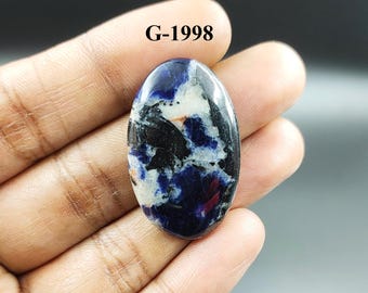 Ovaler blauer Sodalith Cabochon, handgeschliffener Edelstein (35X22X5 mm)