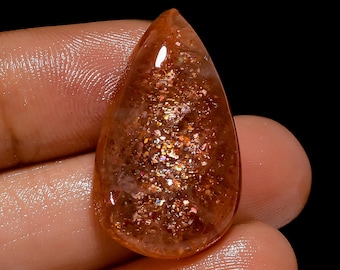 Natural Sunstone Pear Cabochon: AAA Grade Loose Gemstone, 21.5 Ct 26X15X5 mm G-3255