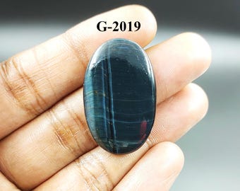 Blue Tiger Eye Cabochon: Polished Oval Gemstone (34X21X5 mm)
