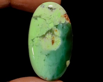 Natural Lemon Chrysoprase Cabochon, Oval Gemstone (35X19X4mm)