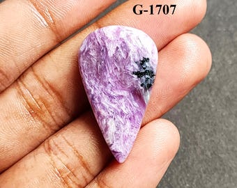 Purple Charoite Gemstone Cabochon: Pear Shape Pendant Supply (34X20X5 mm)