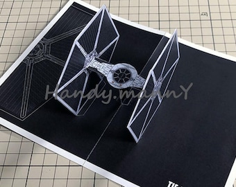 スターウォーズ - TIEファイター3Dポップアップカードペーパークラフト、PDFテンプレートペーパークラフトのダウンロード、DIY 3Dペーパークラフトと手作りの組み立て