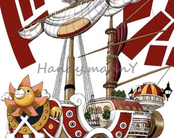 Thousand Sunny Ship 3D Papercraft Model – One Piece Origami (PDF Download)