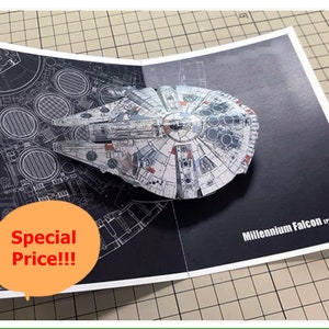 Star Wars - Millennium Falcon Pop-up Card Papercraft, Origami PDF Template Files Assembly by your hands. Challenge your craft by your own.