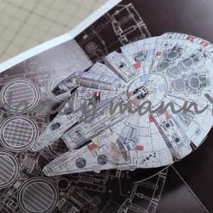 Star Wars - Millenium Falke 3D Pop-up Karte Papercraft, PDF Vorlage Papercraft Download, DIY 3D Papercraft und Montage durch Ihre Hände
