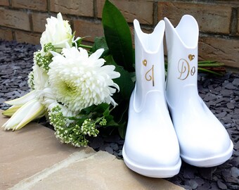 white wellies wedding