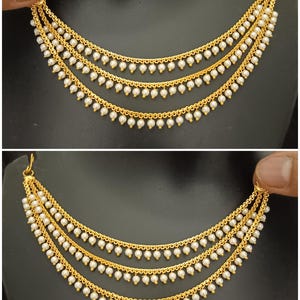 Ear Chain pair/Sahare/Pearl kaan chain/Earring support chain/Indian Jewelry/Pakistani Jewelry/Bahubali Eaarrings/Kaan sahara 2pcs