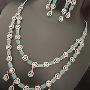 Beautiful American Diamond High Quality Necklace set, Indian Bridal jewellery Cz Diamond look alike Necklace and earrings AD jewellery