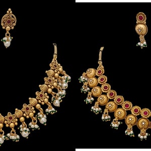 Green Rajwadi Meenakari Necklace / Kundan Jadau Choker Necklace / Rajasthani Choker / Handmade Rajwadi Golden Traditional Necklace