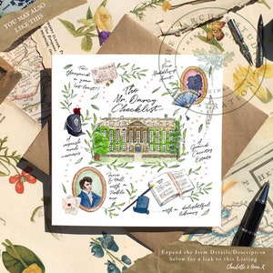 Pride and Prejudice Christmas Card with a Festive Snowy Pemberley House Hand Painted in Beautiful Watercolour and Printed on Italian Card image 5