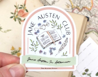 Jane Austen Fan Club Sticker | Die Cut Vinyl Decal for Laptop, Water Bottle, Phone, Tumbler | Bookish Gift for Janeite, Book Worm, Librarian