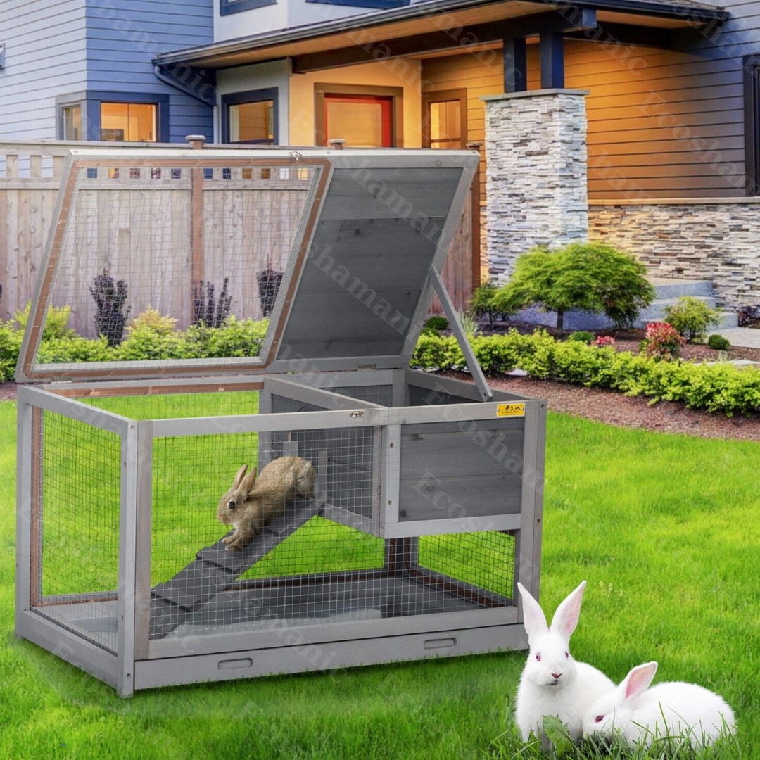 2 Tierrabbit Hutch Indoor Wooden Rabbit Cage Guinea Pig Cage W