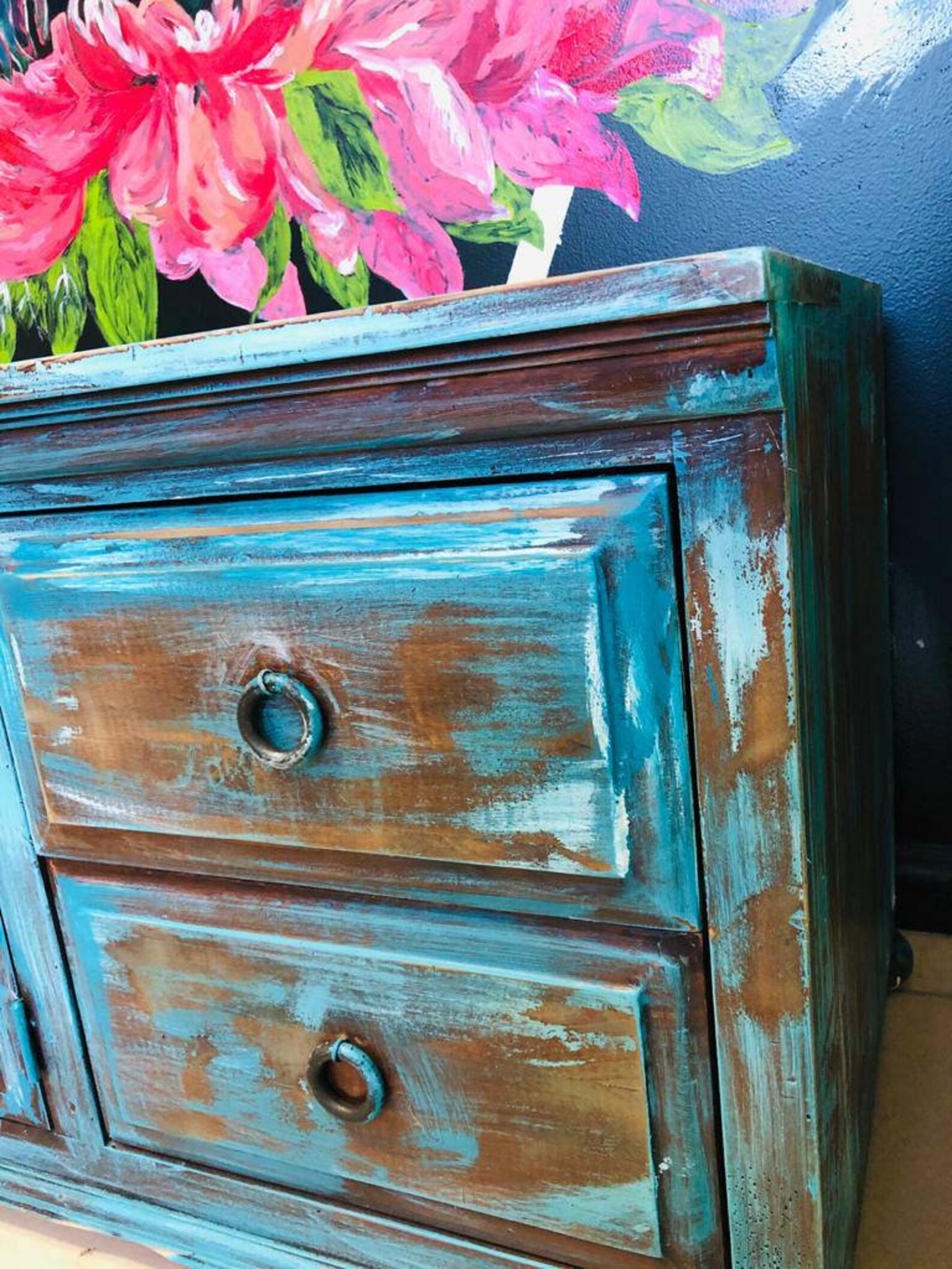 blue TV Stand Etsy