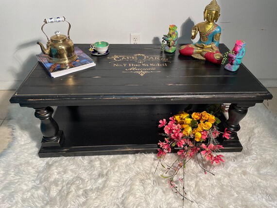 Beautiful Black Rustic French Coffee Table | Etsy