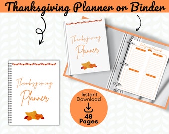 Thanksgiving Planner Printable, Thanksgiving Planner, Holiday Planner, Thanksgiving Menu, Thanksgiving Shopping List