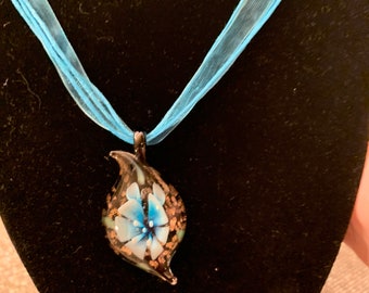 Custom Sterling Hand-blown Glass Pendant /& Iridescent Colors .925 Silver Used Good Condition Vintage Handmade Unisex Glass-made Jewelry