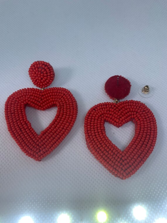 C c california hand beaded heart earrings gem