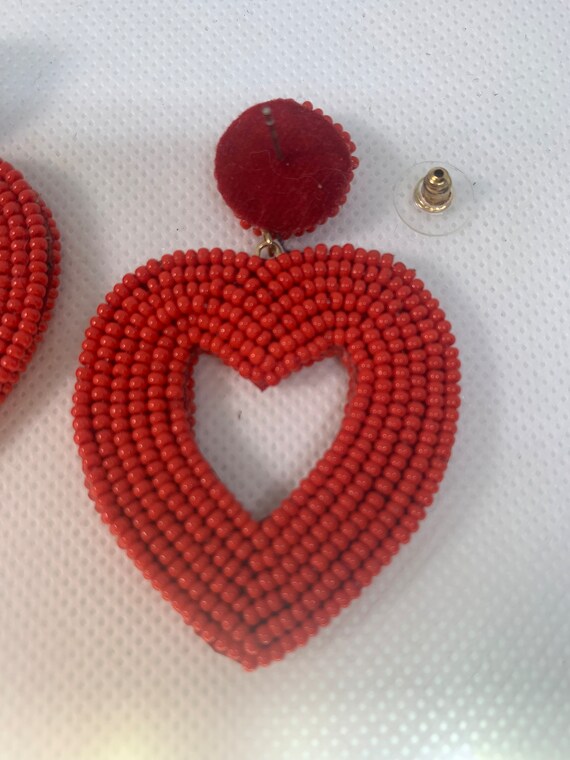 C c california hand beaded heart earrings gem