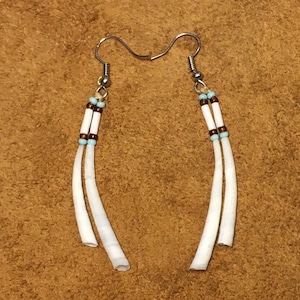 Dentalium drop earrings
