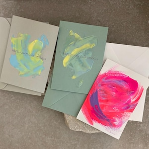 Set di biglietti d'auguri // Congratulazioni // Set di 3 biglietti pieghevoli // Arte astratta su carta // DIN A6