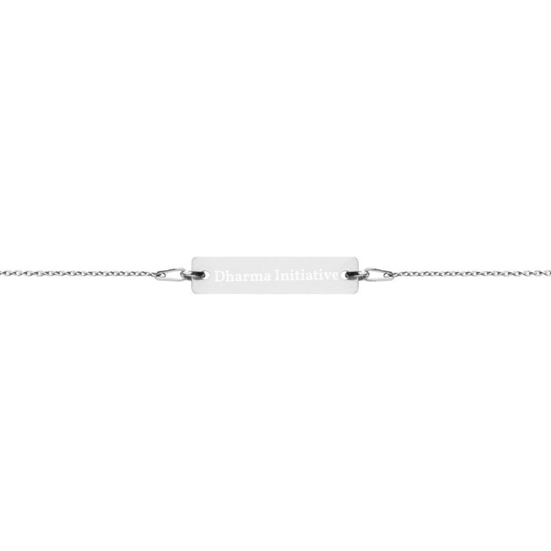 Engraved Silver Bar Chain Bracelet Lost Dharma Initiative