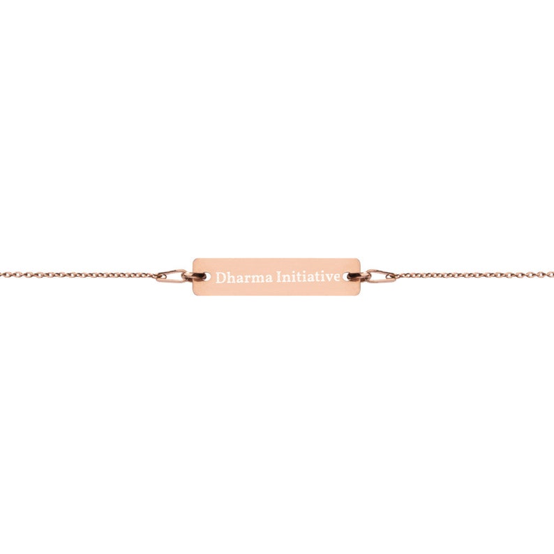 Engraved Silver Bar Chain Bracelet Lost Dharma Initiative