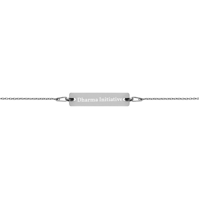Engraved Silver Bar Chain Bracelet Lost Dharma Initiative