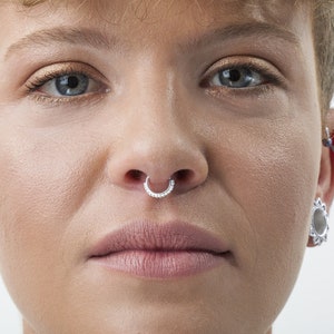 Indian Nose Ring, Silver Nose Hoop, Nose Hoop, Nose Ring Hoop , Nose Sterling Silver, 20g Silver Nose Piercing Jewelry, SKU 45 image 3