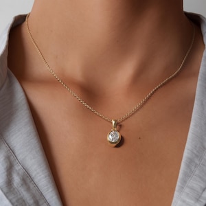 Diamond Pendant Necklace · 18k Solid Gold Necklace · Certified 1ct Natural Diamond Jewelry · Classic Oval Pendant · Anniversary Gift Idea