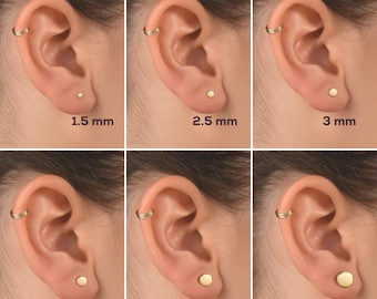 Solid Gold Disk Earrings - Small Minimalist Studs in 14k or 18k