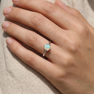 Statement Opal Ring Hexagon Cut, Sterling Silver (Sizes 3-15)