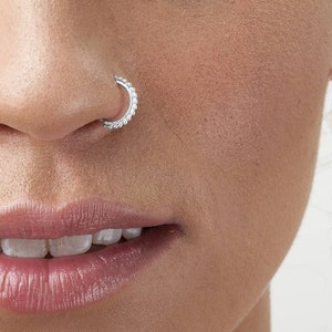Indian Nose Ring, Silver Nose Hoop, Nose Hoop, Nose Ring Hoop , Nose Sterling Silver, 20g Silver Nose Piercing Jewelry, SKU 45 image 1